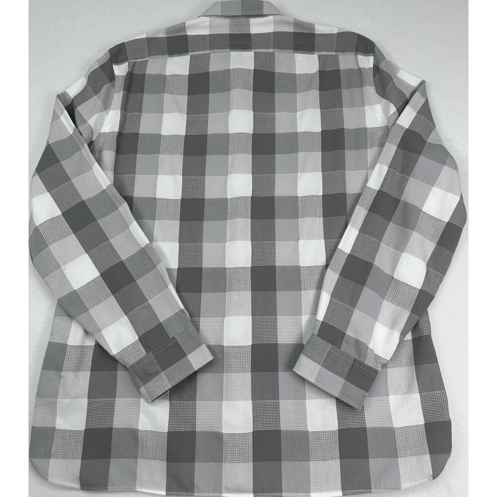 Burberry Brit Gray White Plaid Check Button Down Shirt Mens XL Equestrian Knight - Picture 8 of 14
